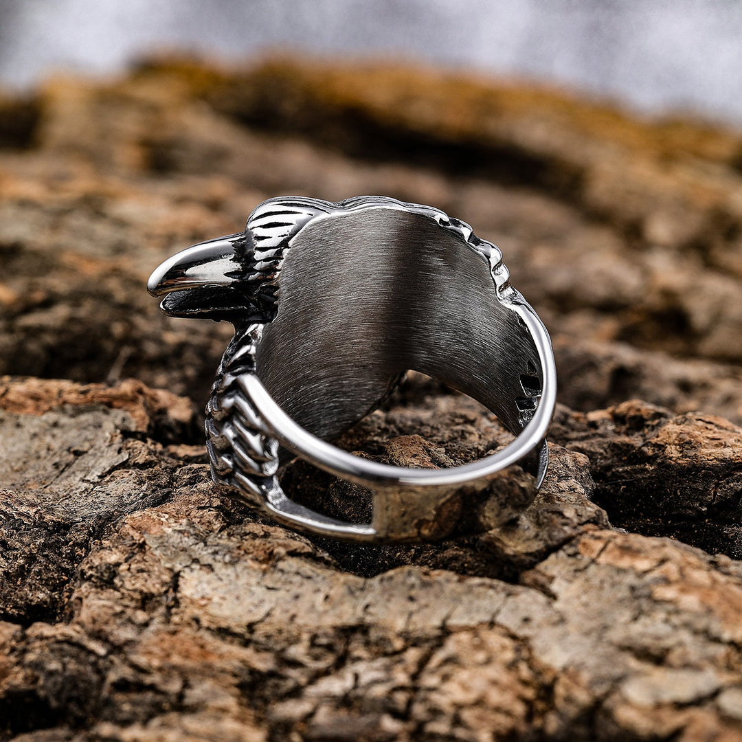 ODIN RAVENS HUGINN AND MUNIN STAINLESS STEEL VIKING RING