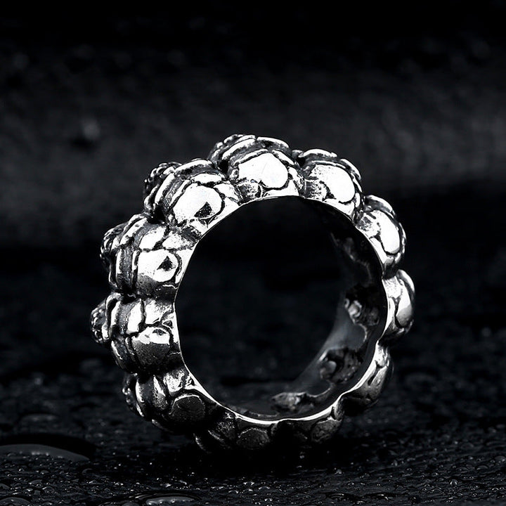 SURROUNDED TITANIUM STAINLESS STEEL SKULL RING