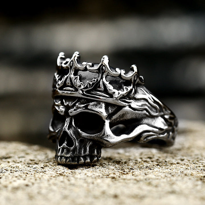 SKELETON KING CROWN STAINLESS STEEL SKULL RING