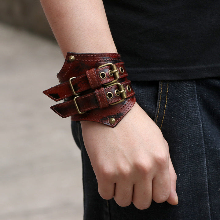 PUNK LEATHER WRISTBAND BRACELET