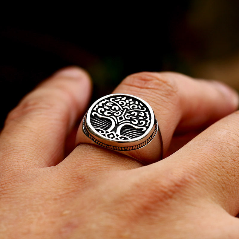 TREE OF LIFE STAINLESS STEEL RING