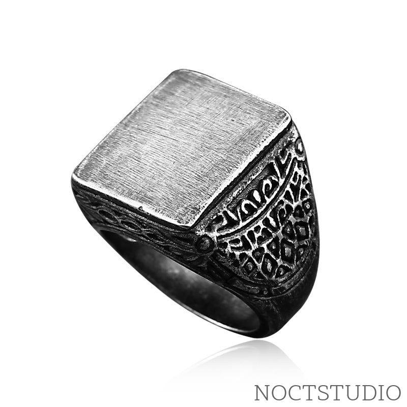 RETRO SIMPLE STAINLESS STEEL ENGRAVED RING