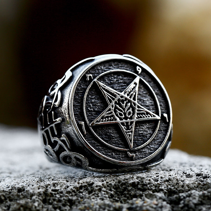 SIGIL OF BAPHOMET STAINLESS STEEL SATAN RING