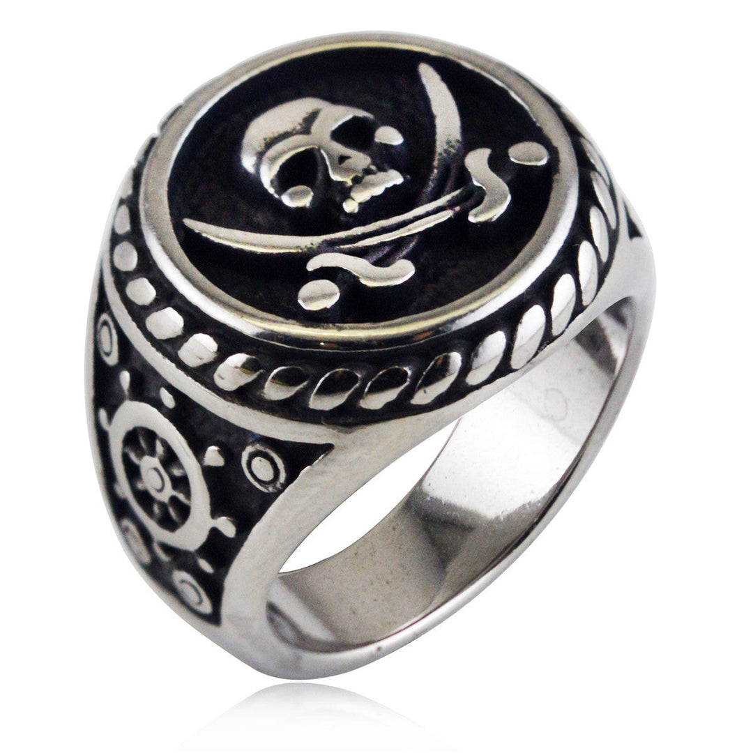 RETRO PIRATE STAINLESS STEEL SKULL RING