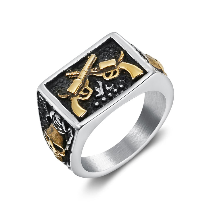 DOUBLE GUNS STAINLESS STEEL RING