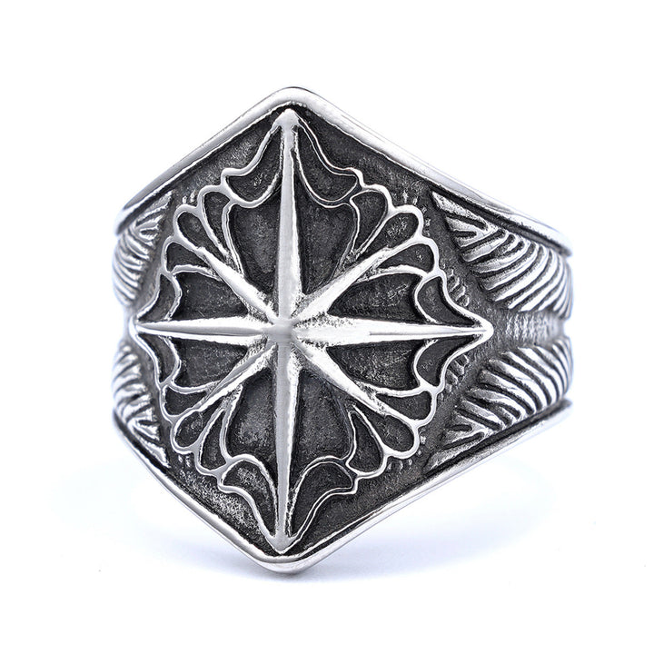 8 POINT STAR STAINLESS STEEL RING