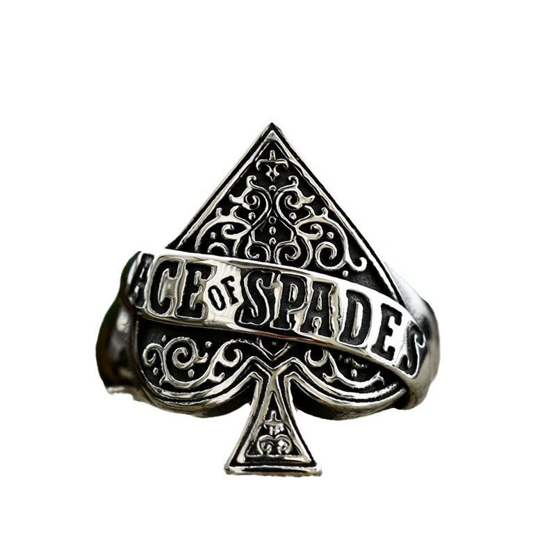 ACE OF SPADES STAINLESS STEEL RING