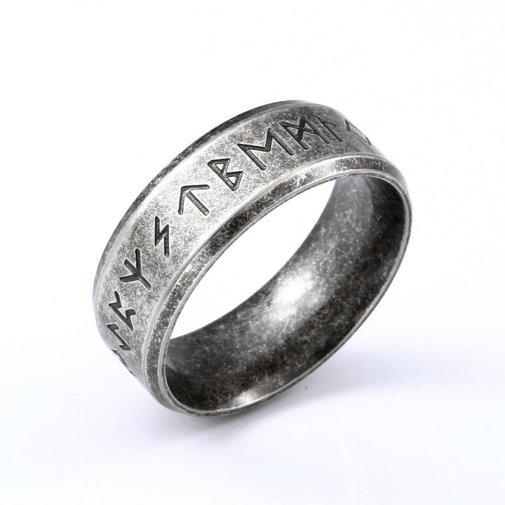 VINTAGE VIKING RUNES STAINLESS STEEL RING