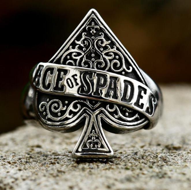 ACE OF SPADES STAINLESS STEEL RING