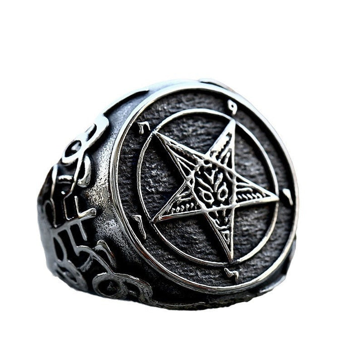 SIGIL OF BAPHOMET STAINLESS STEEL SATAN RING