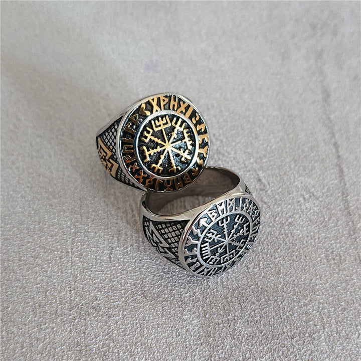 FUTHARK RUNES COMPASS VIKING RING