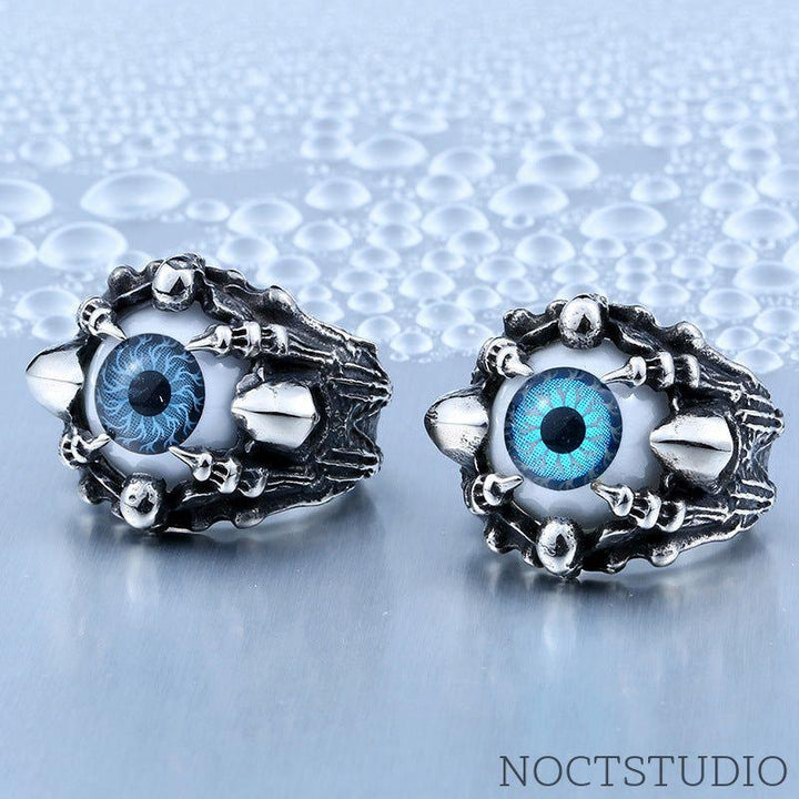 GREEK EVIL EYE STAINLESS STEEL BIKER RING