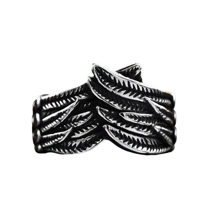 ANGEL WINGS RETRO FEATHER STAINLESS STEEL RING