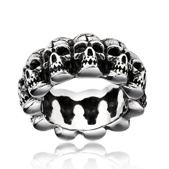 SURROUNDED TITANIUM STAINLESS STEEL SKULL RING