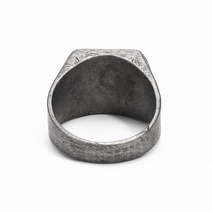 RETRO SIMPLE PLAIN STAINLESS STEEL SQUARE RING