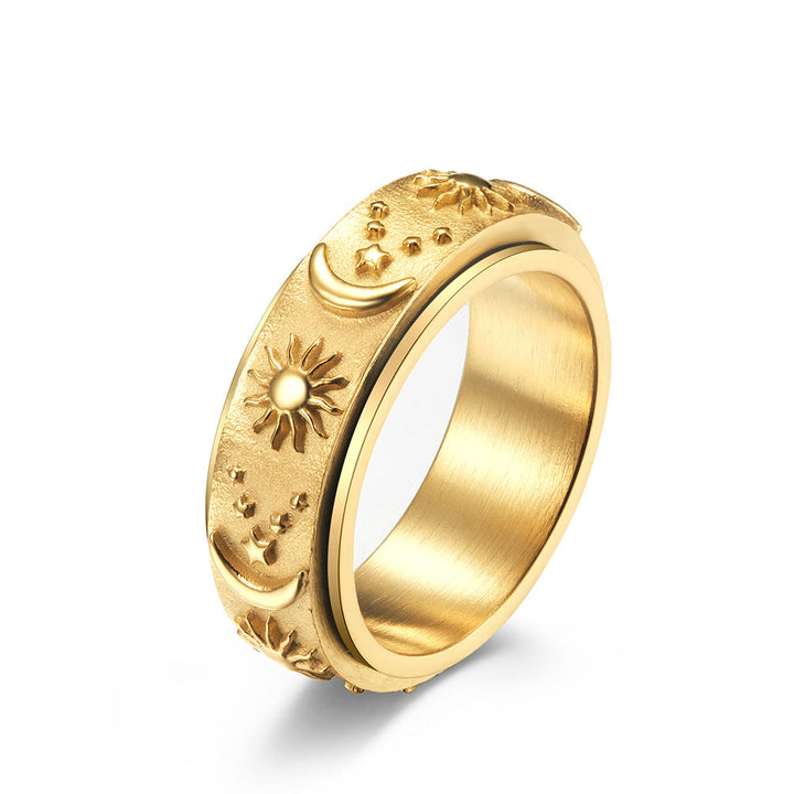 MOON STAR SUN STAINLESS STEEL SPINNER RING