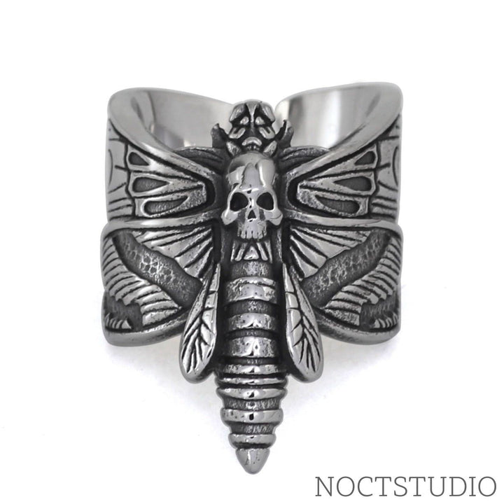 DEATH HEAD MOTH STAINLESS STEEL SKULL RING