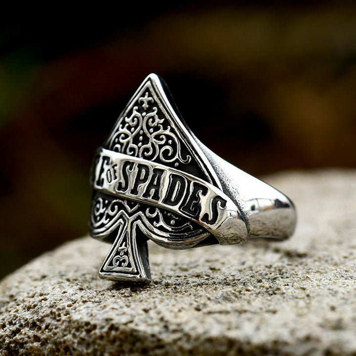 ACE OF SPADES STAINLESS STEEL RING