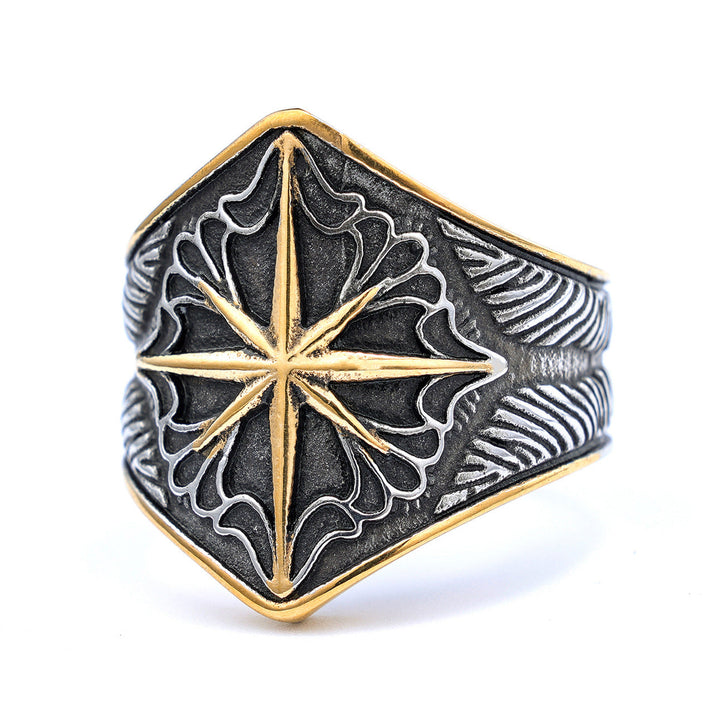 8 POINT STAR STAINLESS STEEL RING