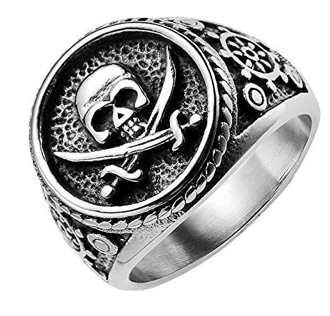 RETRO PIRATE STAINLESS STEEL SKULL RING