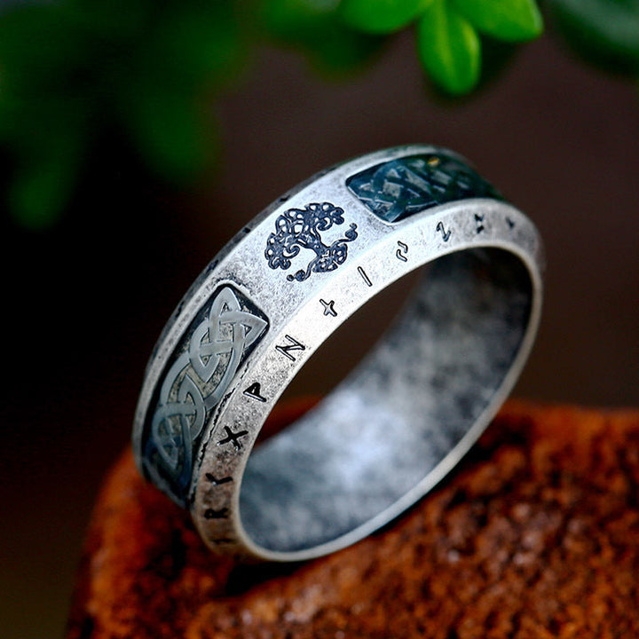 TREE OF LIFE KNOT STAINLESS STEEL VIKING BAND RING