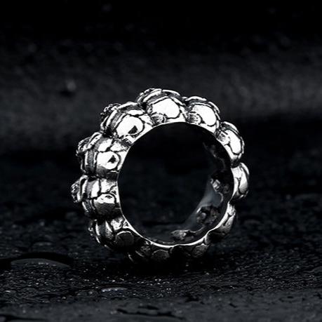 SURROUNDED TITANIUM STAINLESS STEEL SKULL RING