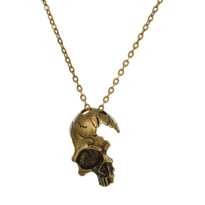 DAMAGED HALF FACE SKULL NECKLACE