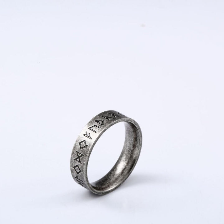 VINTAGE VIKING RUNES STAINLESS STEEL RING