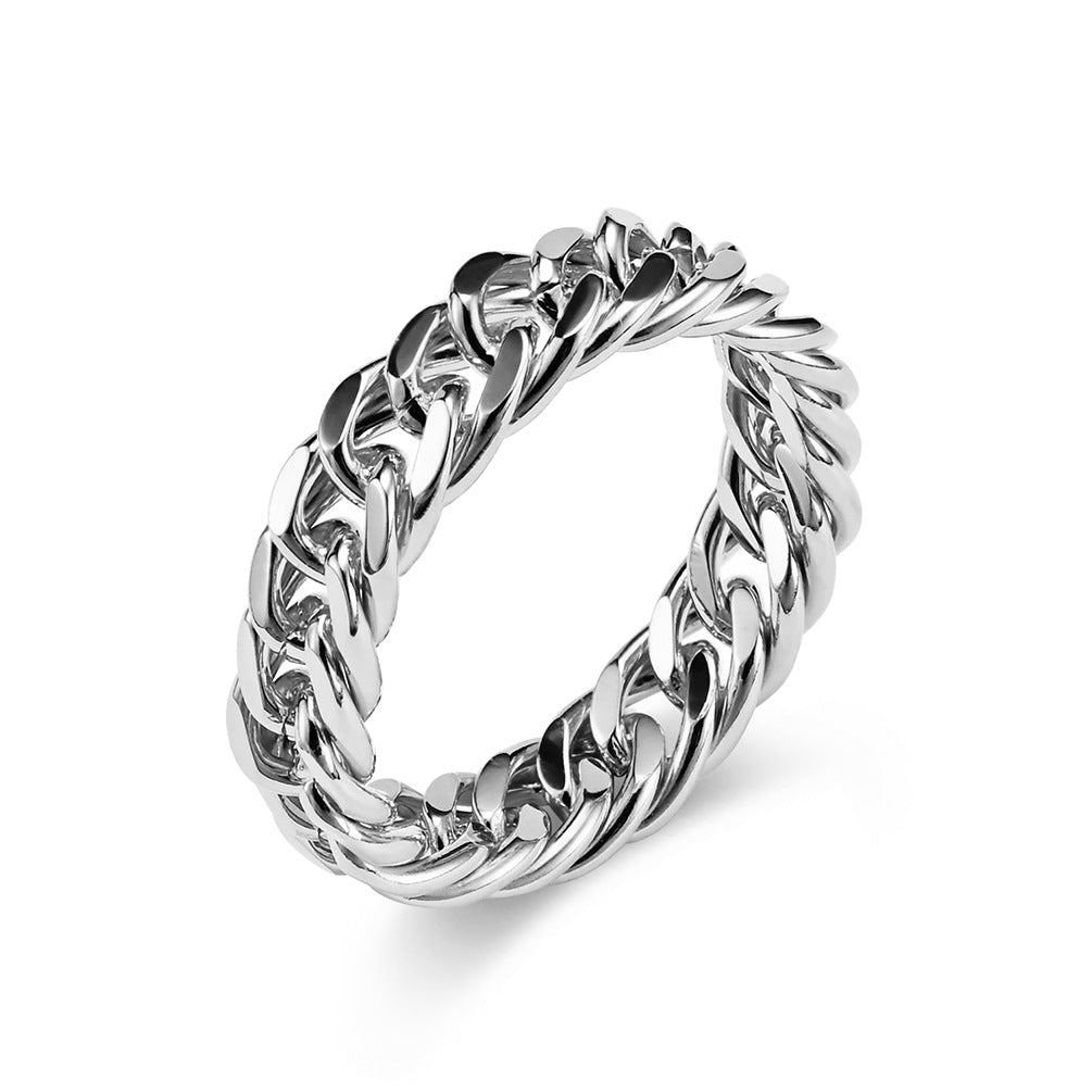 MINIMALIST DOUBLE WEAVE CHAIN STAINLESS STEEL RING