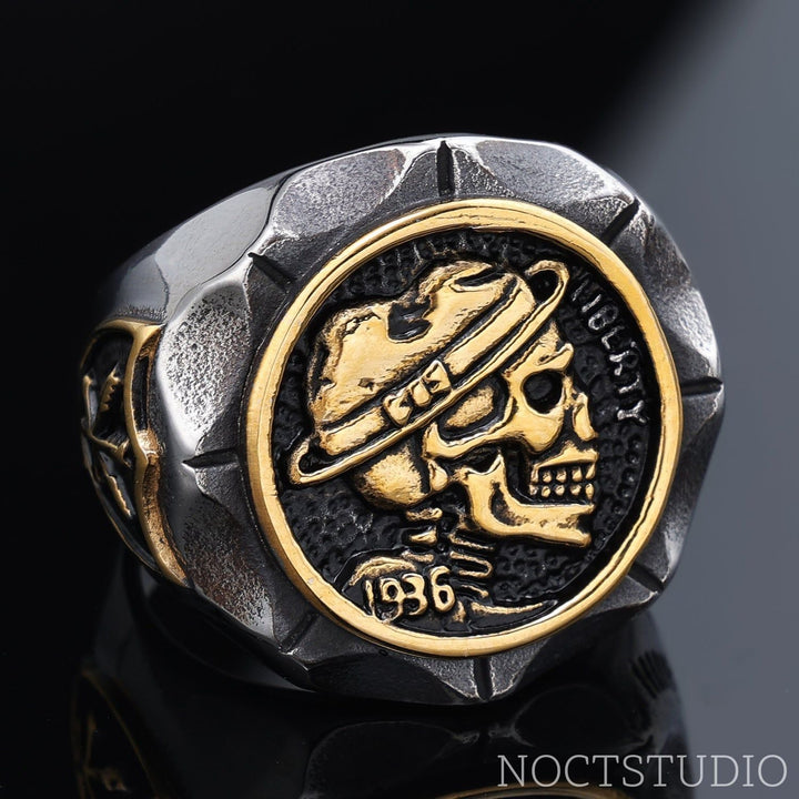 1936 HOBO NICKELS LIBERTY STAINLESS STEEL SKULL RING