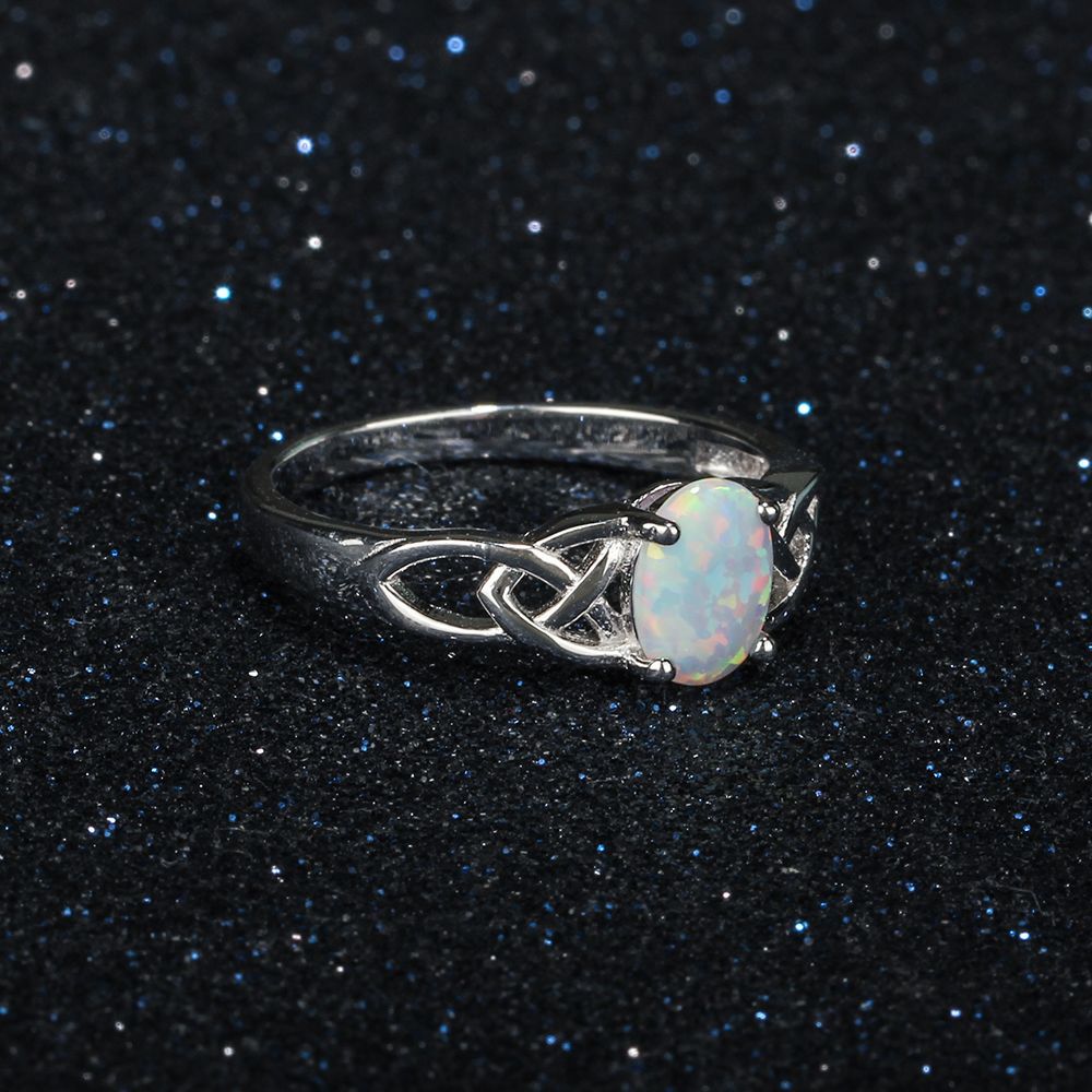 CELTIC KNOT OPAL STAINLESS STEEL GEMSTONE RING