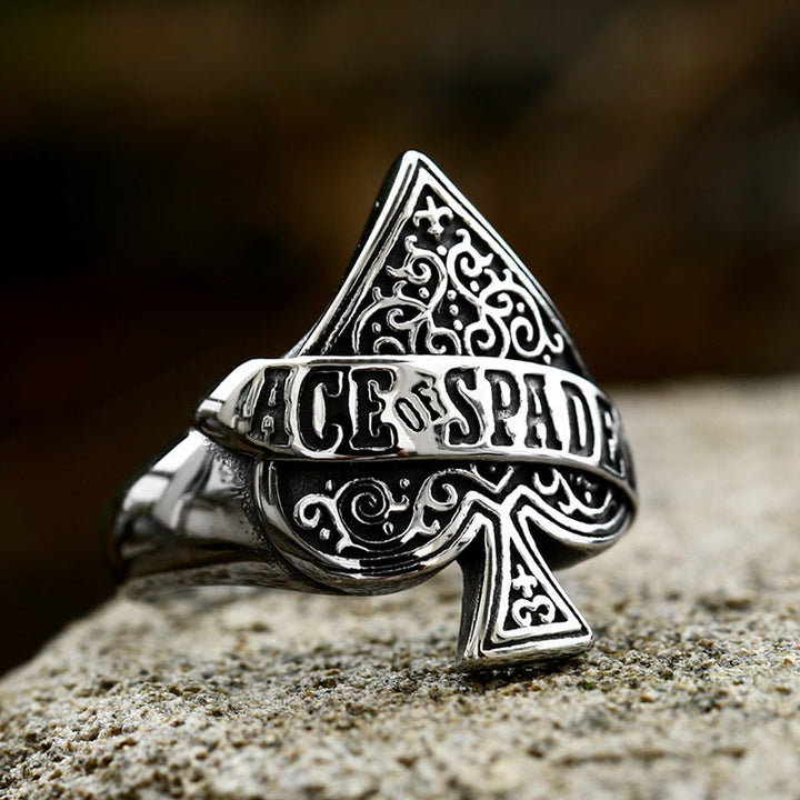 ACE OF SPADES STAINLESS STEEL RING