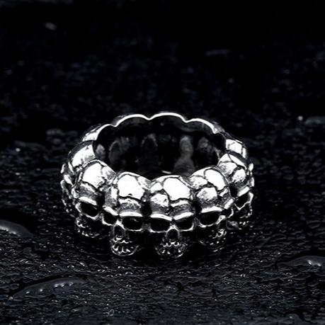 SURROUNDED TITANIUM STAINLESS STEEL SKULL RING