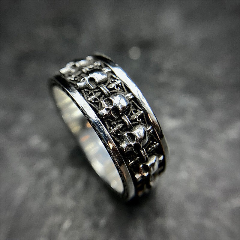 SKULL BADASS STAINLESS STEEL BAND RING