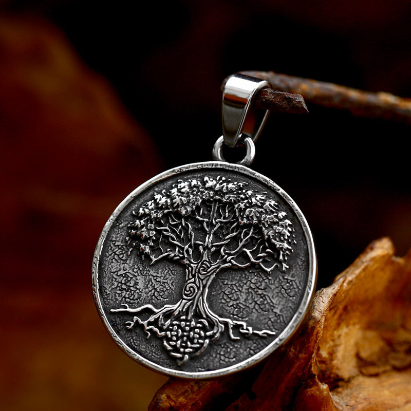 NORDIC VIKING TREE OF LIFE STAINLESS STEEL PENDANT