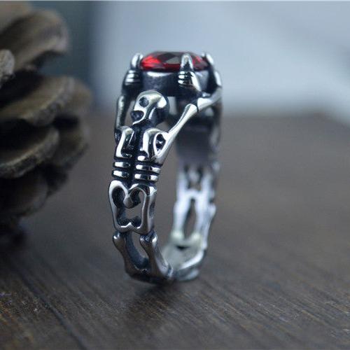 GOTHIC TRIBUTE GEM STAINLESS STEEL SKULL RING