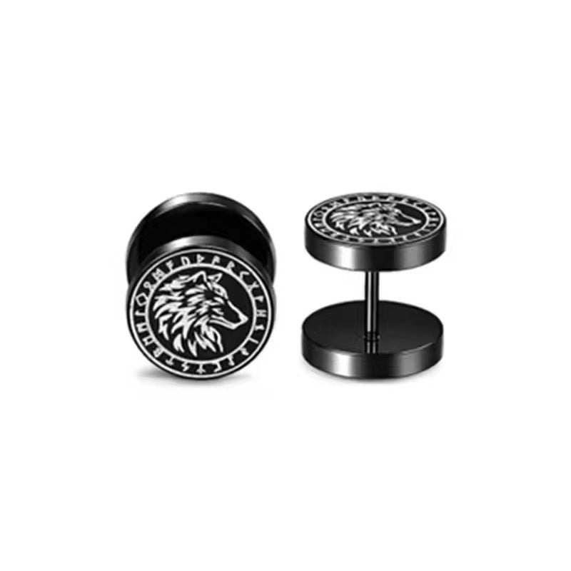 VIKING SYMBOLS STAINLESS STEEL STUD EARRINGS