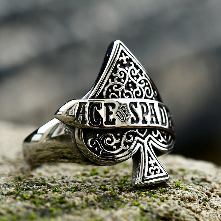 ACE OF SPADES STAINLESS STEEL RING