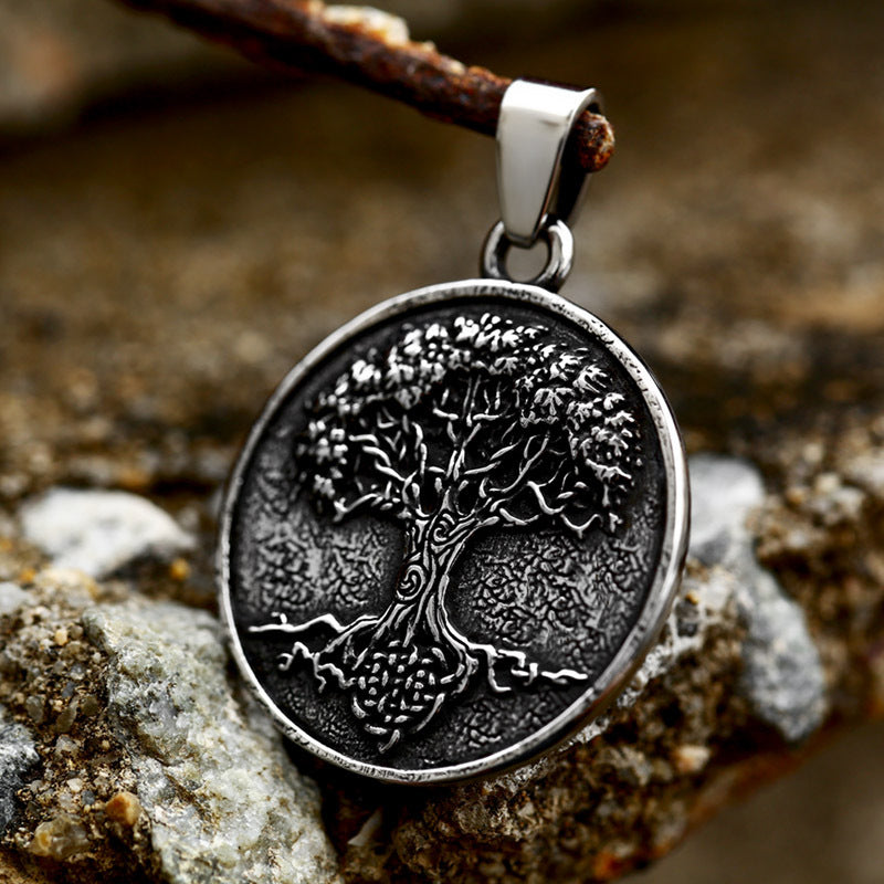 NORDIC VIKING TREE OF LIFE STAINLESS STEEL PENDANT