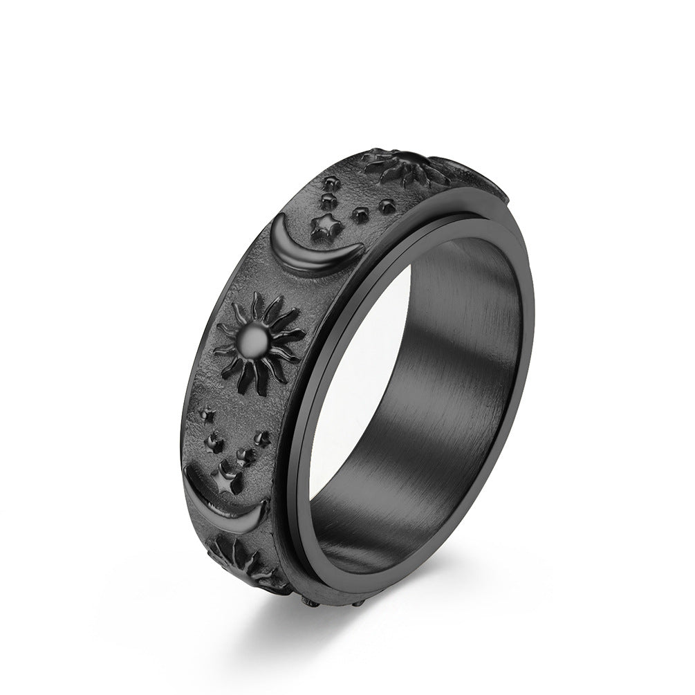 MOON STAR SUN STAINLESS STEEL SPINNER RING