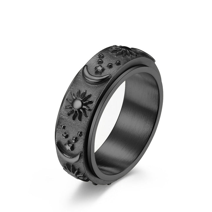 MOON STAR SUN STAINLESS STEEL SPINNER RING