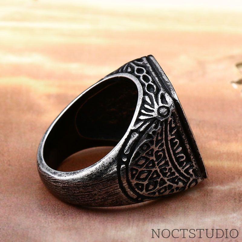 RETRO SIMPLE STAINLESS STEEL ENGRAVED RING