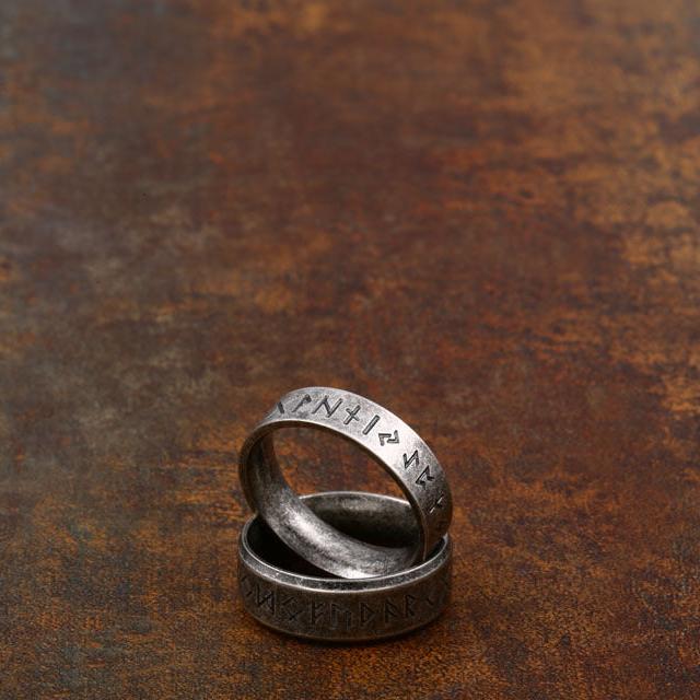 VINTAGE VIKING RUNES STAINLESS STEEL RING