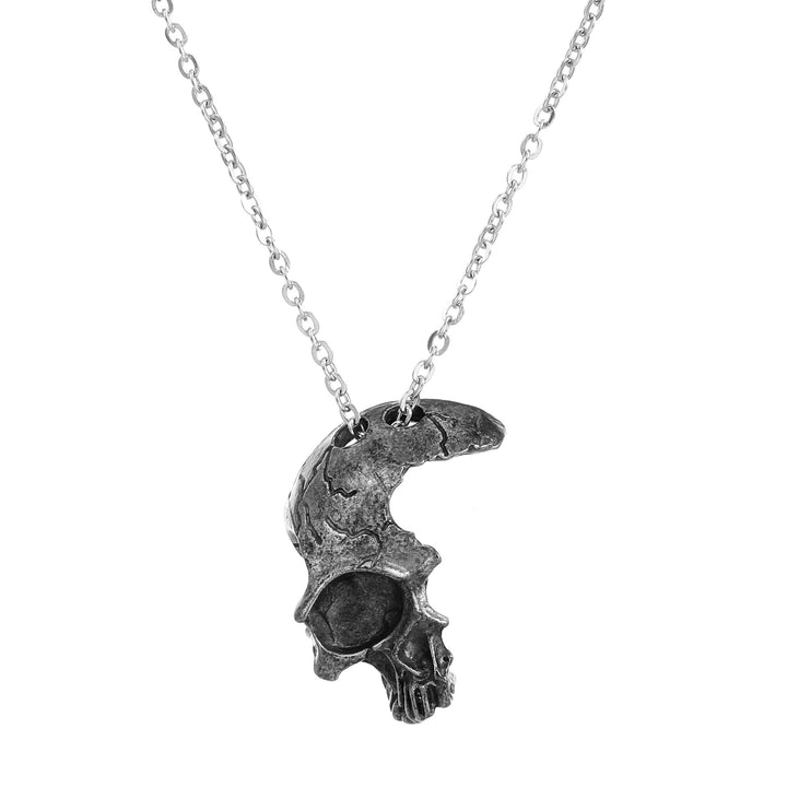 DAMAGED HALF FACE SKULL NECKLACE