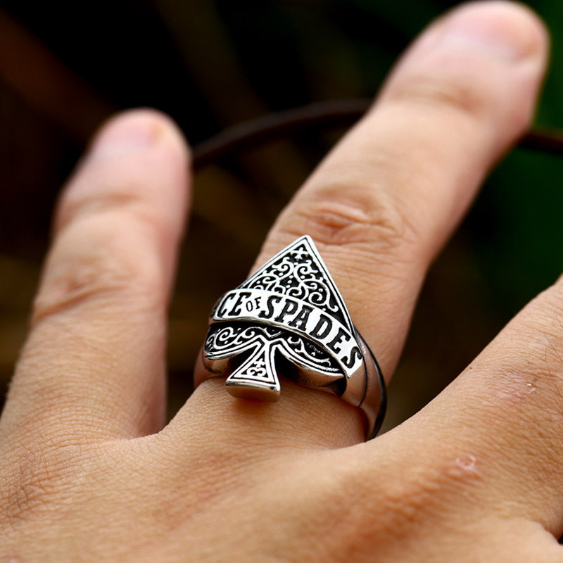 ACE OF SPADES STAINLESS STEEL RING