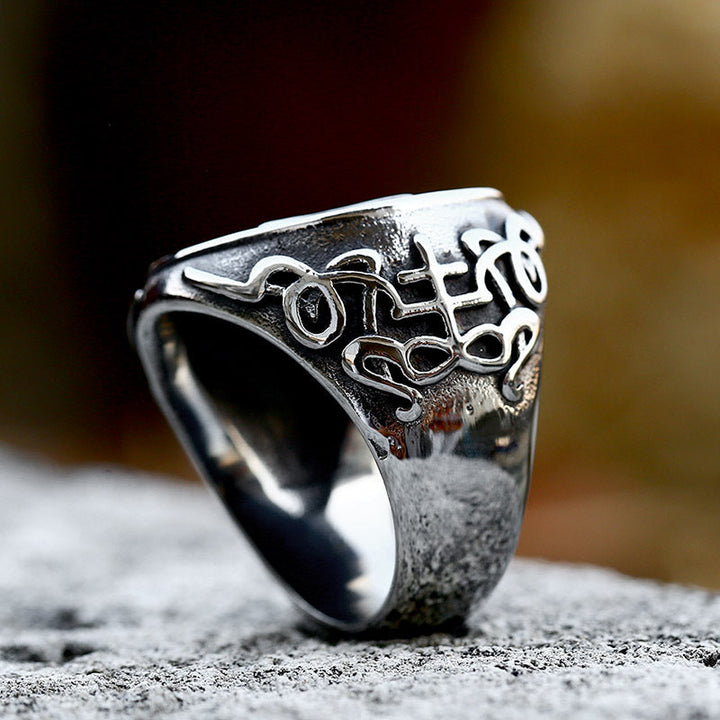 SIGIL OF BAPHOMET STAINLESS STEEL SATAN RING