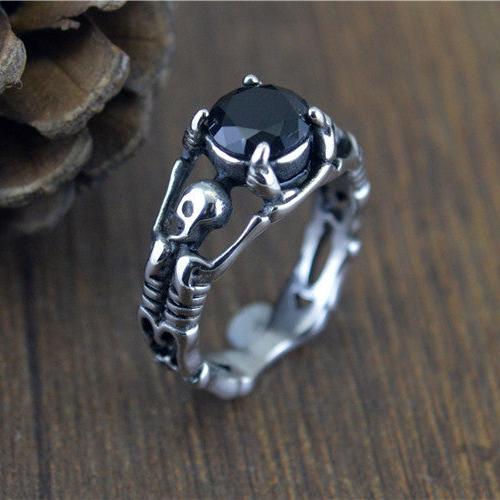 GOTHIC TRIBUTE GEM STAINLESS STEEL SKULL RING