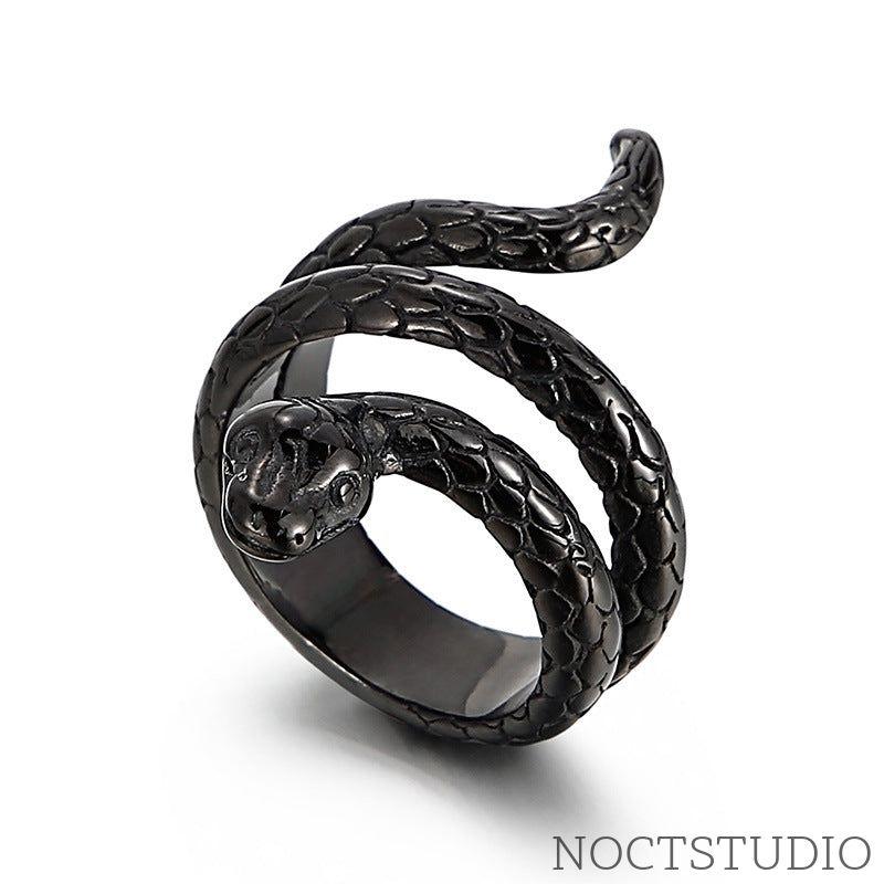 RETRO PUNK WINDING SNAKE COBRA STAINLESS STEEL RING