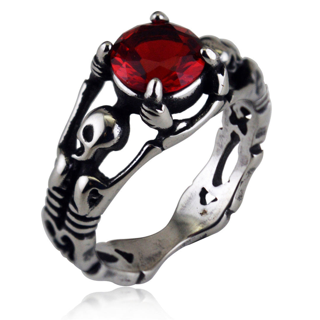 GOTHIC TRIBUTE GEM STAINLESS STEEL SKULL RING