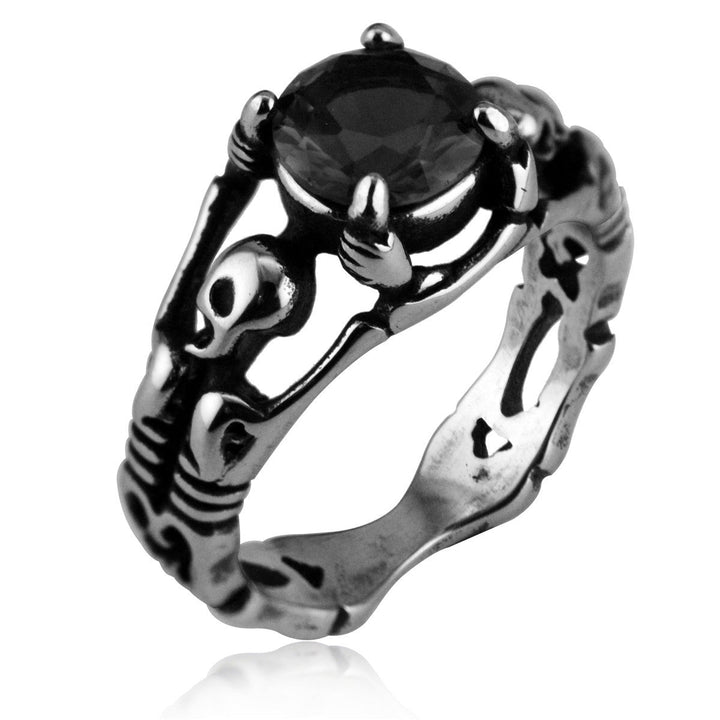 GOTHIC TRIBUTE GEM STAINLESS STEEL SKULL RING